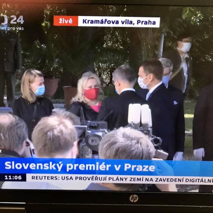 Ministryně pro místní rozvoj ČR Klára Dostálová na prvním setkání se slovenským premiérem Igorem Matovičem